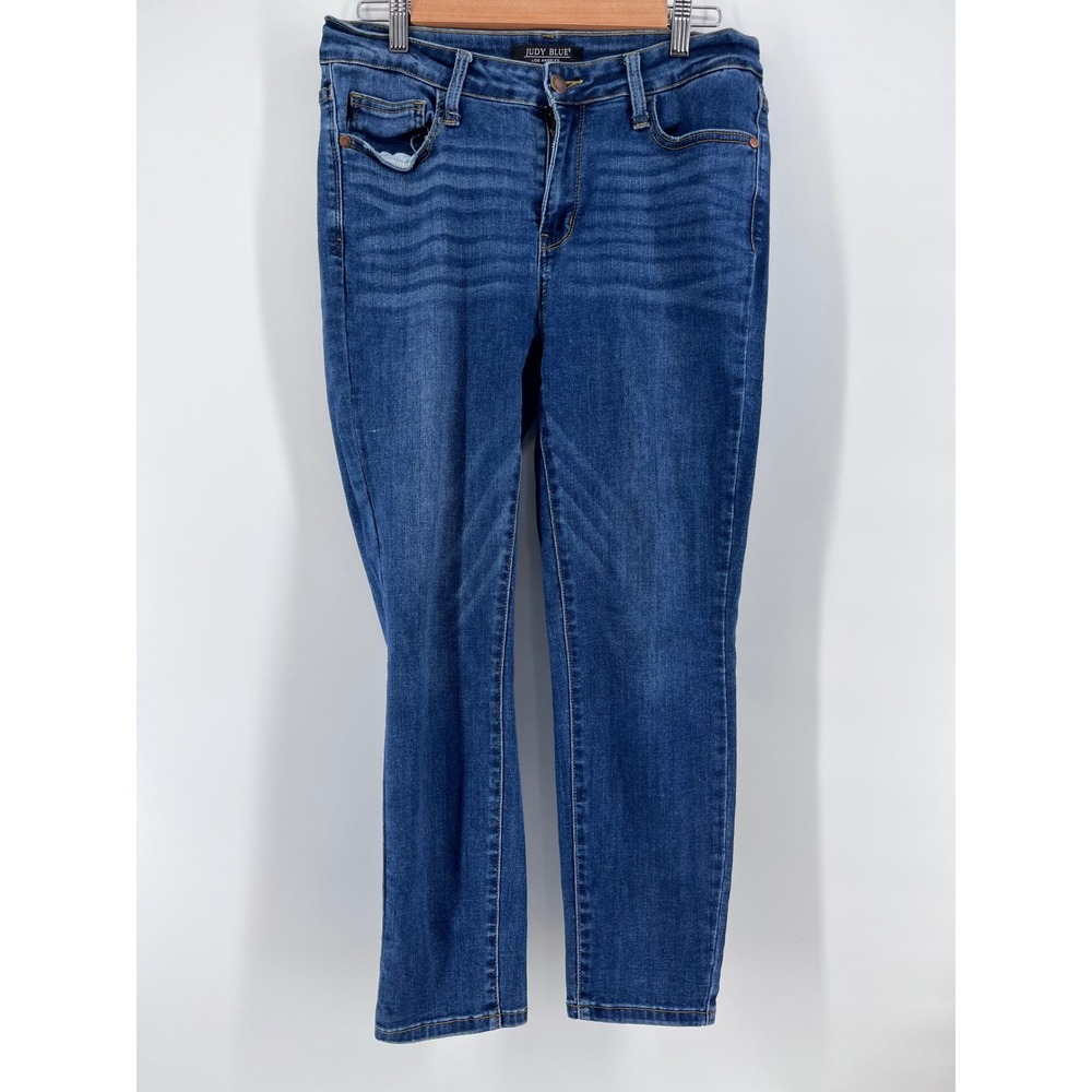 Womens Size 31 Medium Wash Stretch Denim Jeans Distressed Chic Boho Classy